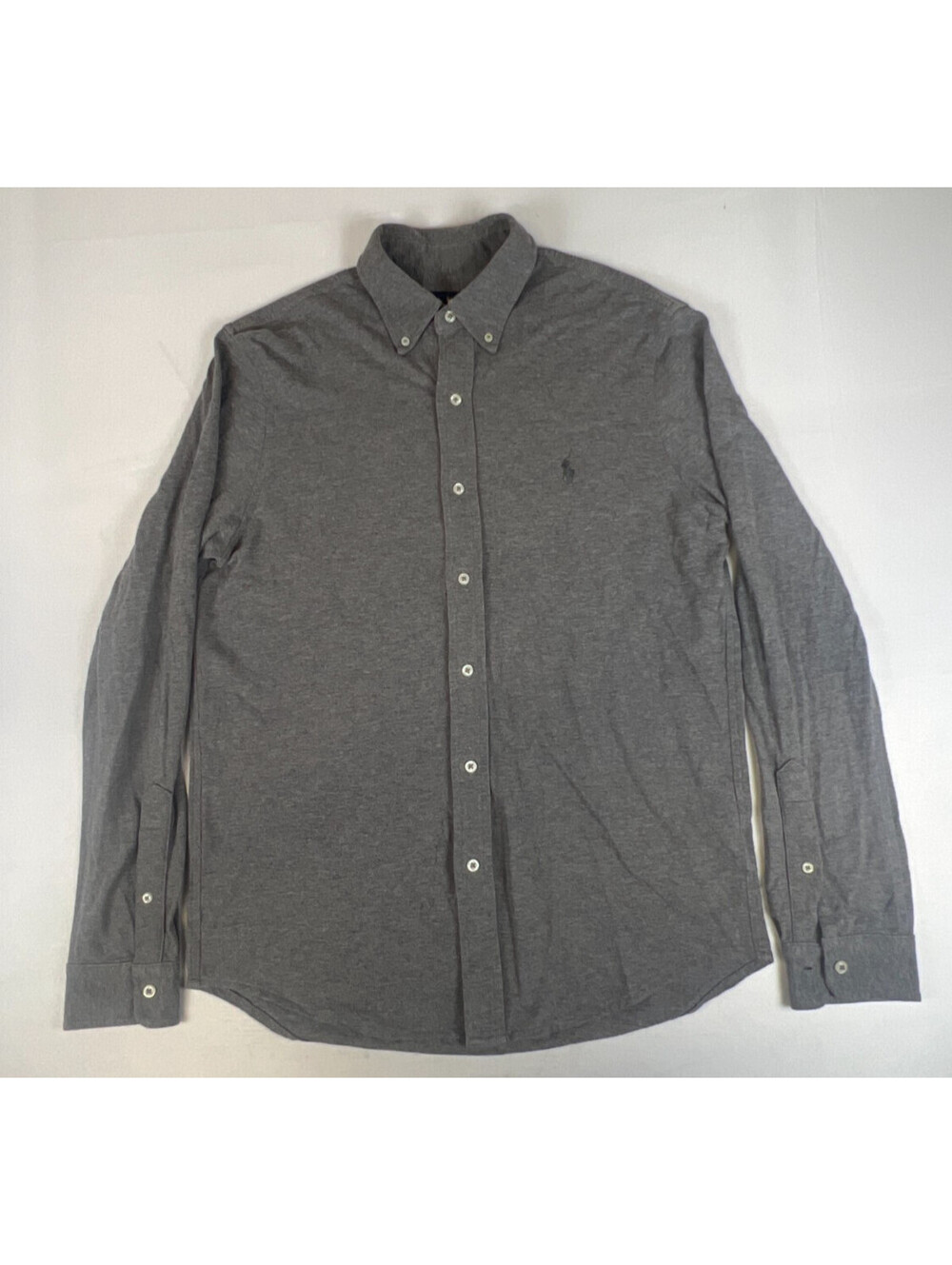 Ralph Lauren Men M Gray Featherweight Mesh Long Sleeve Button Down Shirt